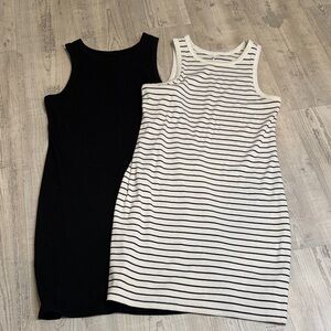 a new day Black and Striped Mini Dresses